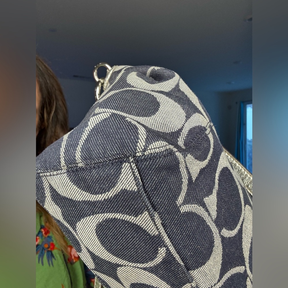 Coach Signature Striped Denim Tote - Picture 15 of 17